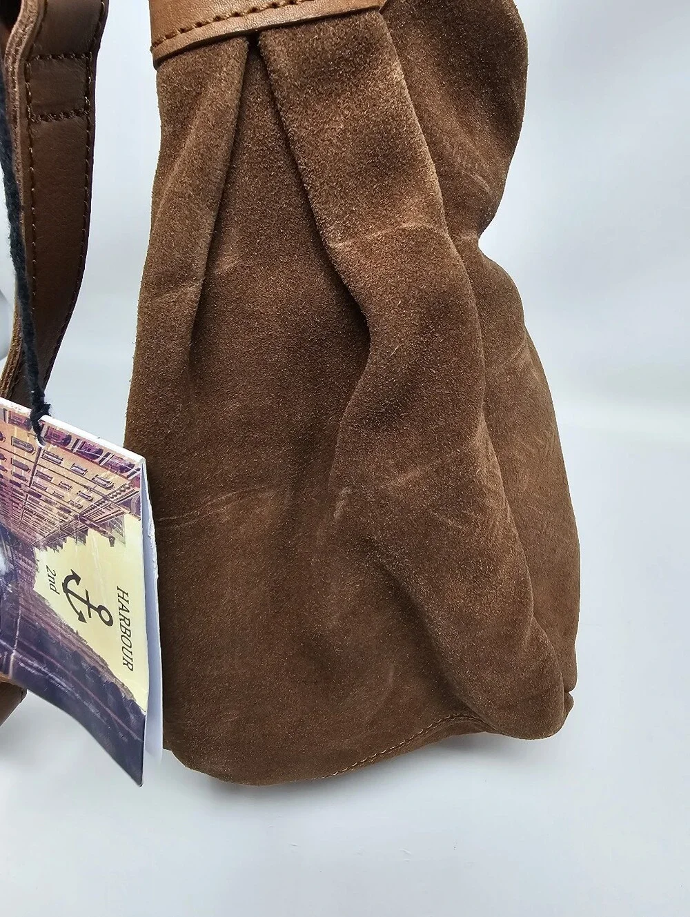 Harbour 2nd NWT Cognac Genuine Suede Leather Hobo Handbag